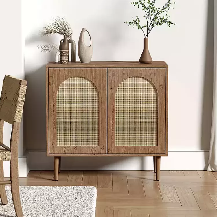 Oak Wood and Arched Rat 2-Door Cabinet>Kirklands Home Discount