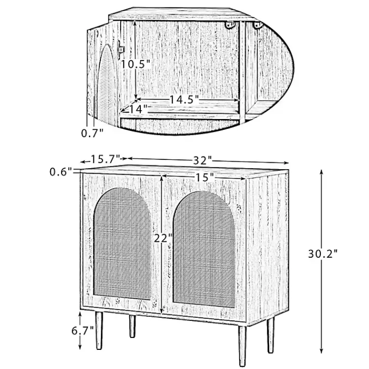 oak_wood_and_arched_rattan_door_cabinet_10.webp Oak Wood and Arched Rat 2-Door Cabinet>Kirklands Home Discount