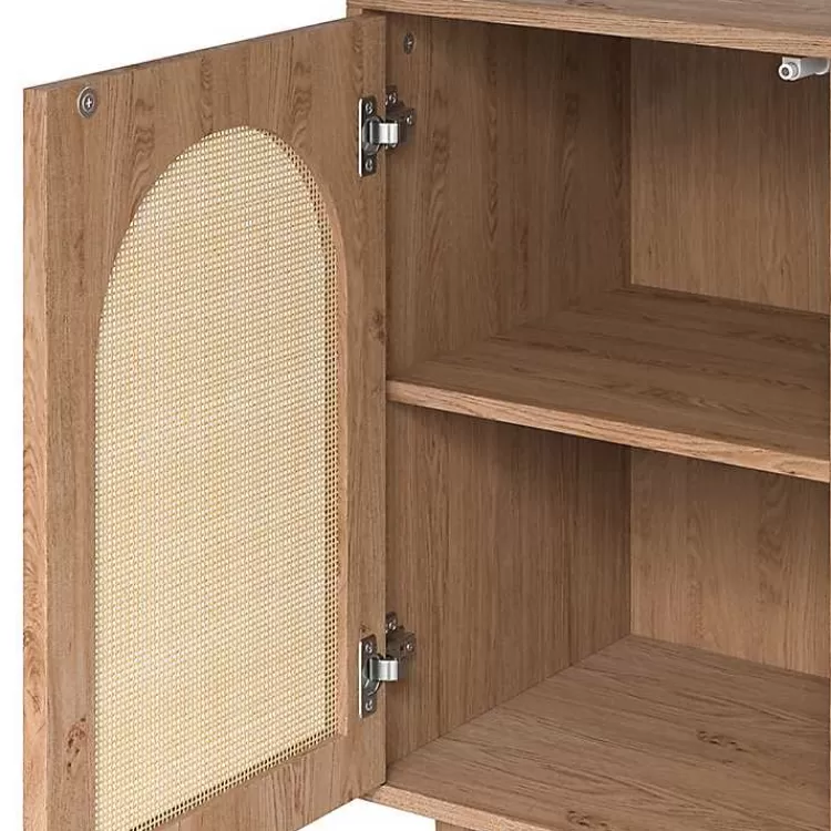 oak_wood_and_arched_rattan_door_cabinet_6.webp Oak Wood and Arched Rat 2-Door Cabinet>Kirklands Home Discount