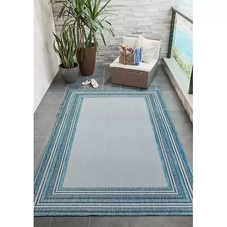 ocean_blue_threaded_frame_outdoor_area_rug_x_3.webp Ocean Blue Threaded Frame Outdoor Area Rug, 4x7>Kirklands Home Discount