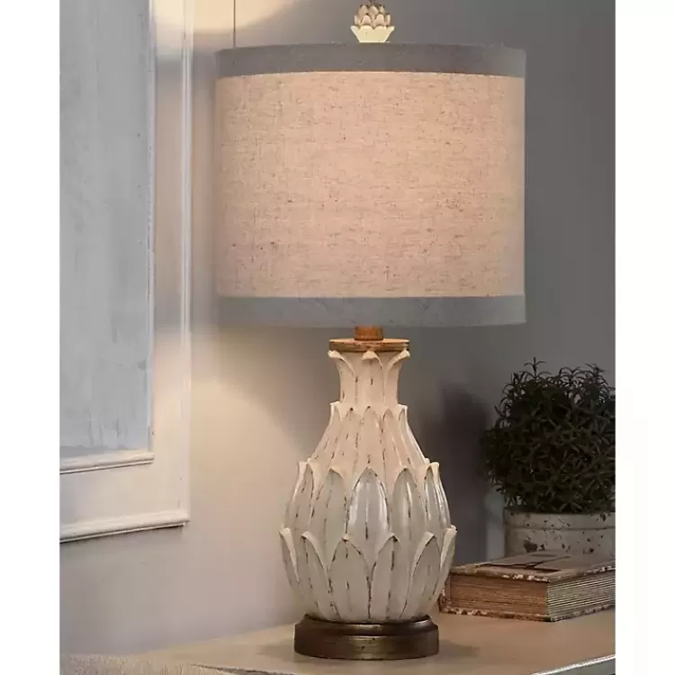 Off Beige Distressed Artichoke Table Lamp>Kirklands Home Fashion