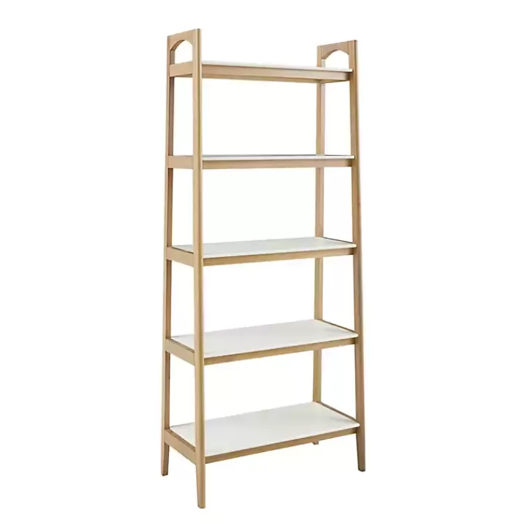 Off White Wood Shelves with Natural Frame Bookcase>Kirklands Home Flash Sale