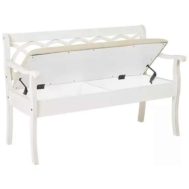 Off-White Cartland Storage Bench>Kirklands Home Clearance