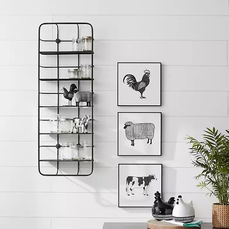 Onyx Squared Iron Grid Wall Shelves>Kirklands Home Clearance