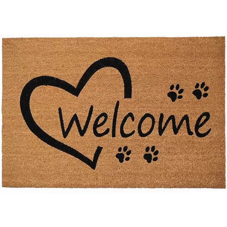Open Heart Welcome Paws Doormat>Kirklands Home Clearance