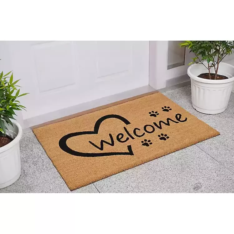 Open Heart Welcome Paws Doormat>Kirklands Home Clearance