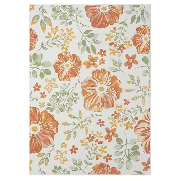 Orange & Green Floral Reversible Outdoor Rug, 5x7>Kirklands Home Best