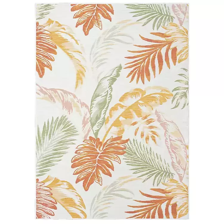 Orange & Green Palms Reversible Outdoor Rug, 5x7>Kirklands Home Discount
