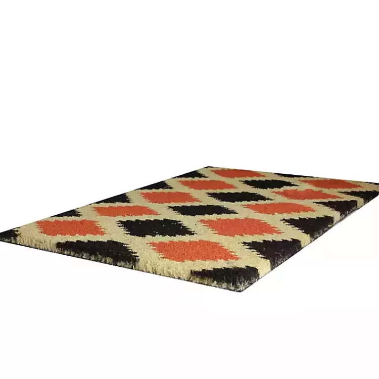 Orange and Black Western Diamond Doormat>Kirklands Home Clearance