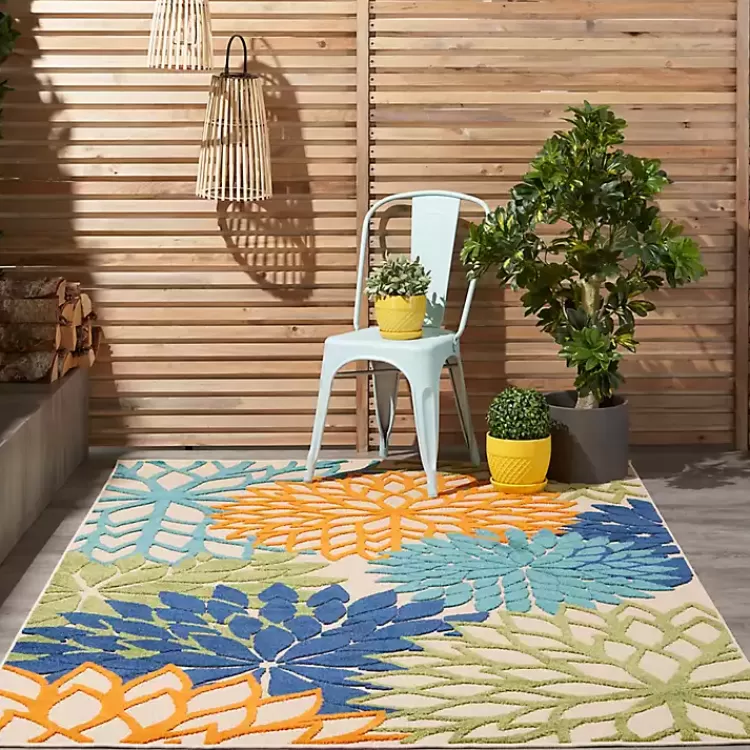 orange_bright_floral_burst_outdoor_area_rug_x_5.webp Orange Bright Floral Burst Outdoor Area Rug, 5x7>Kirklands Home Discount