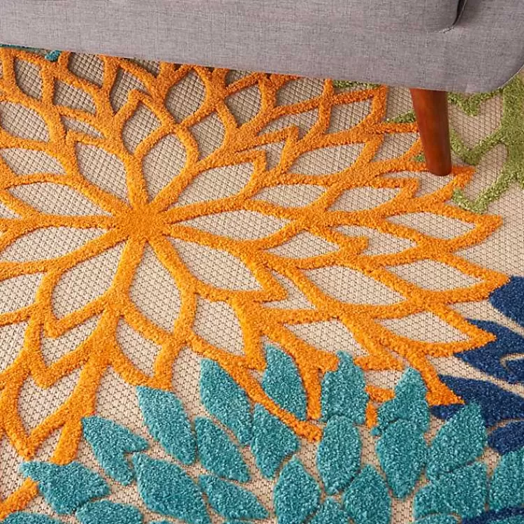 orange_bright_floral_burst_outdoor_area_rug_x_6.webp Orange Bright Floral Burst Outdoor Area Rug, 5x7>Kirklands Home Discount