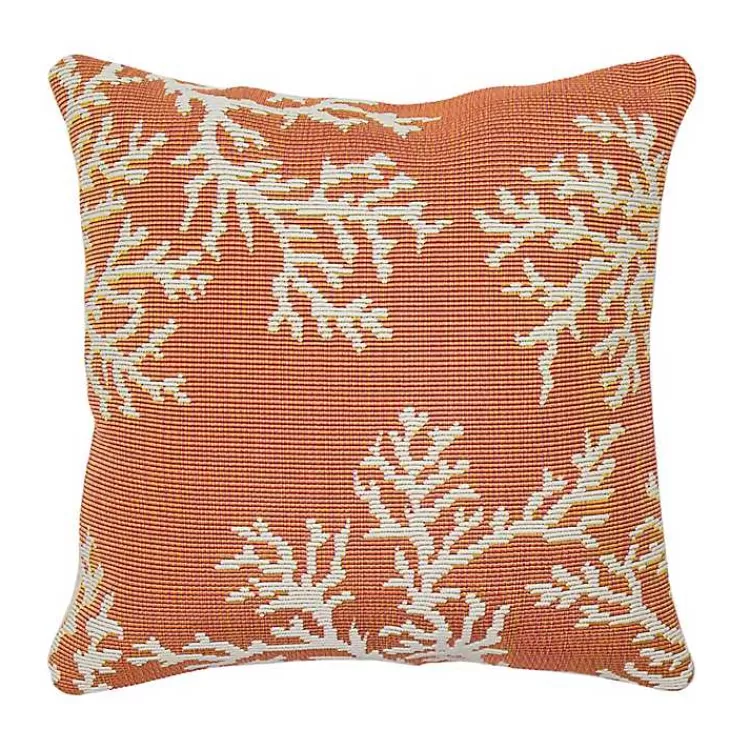 Orange Coral Woven Outdoor Throw Pillow>Kirklands Home Hot