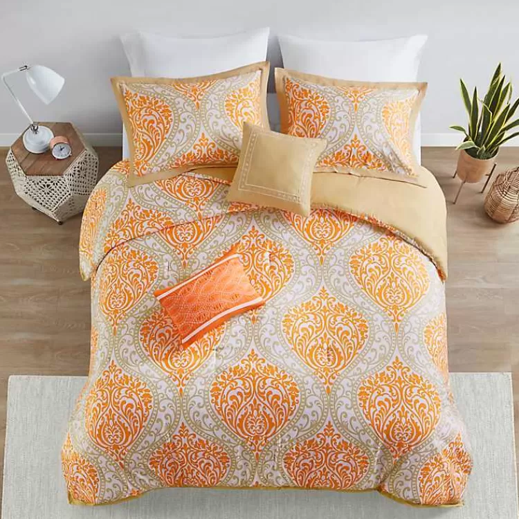 orange_damask_pc_california_king_comforter_set_2.webp Orange Damask 5-pc. California King Comforter Set>Kirklands Home Online