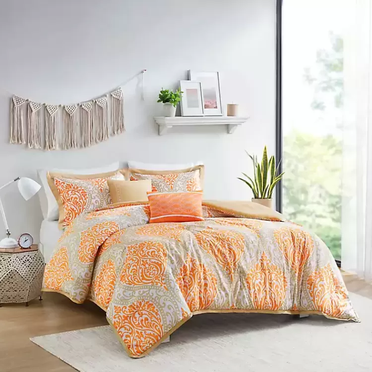 Orange Damask 5-pc. Full/Queen Comforter Set>Kirklands Home Best