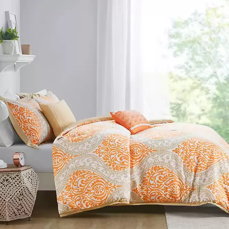 orange_damask_pc_twintwin_xl_comforter_set_3.webp Orange Damask 4-pc. Twin/Twin XL Comforter Set>Kirklands Home Best