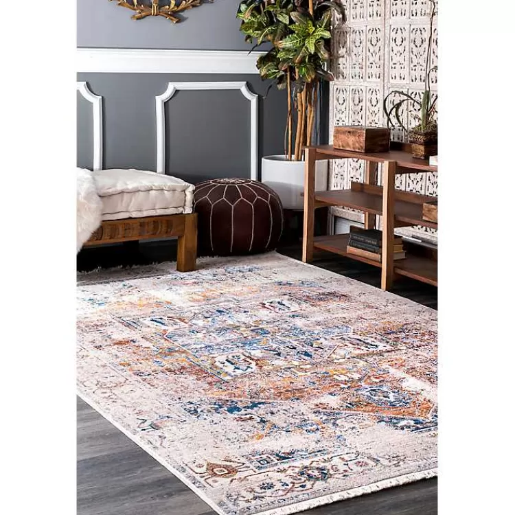 Orange Eli Medallion Fringe Area Rug, 5x8>Kirklands Home Cheap