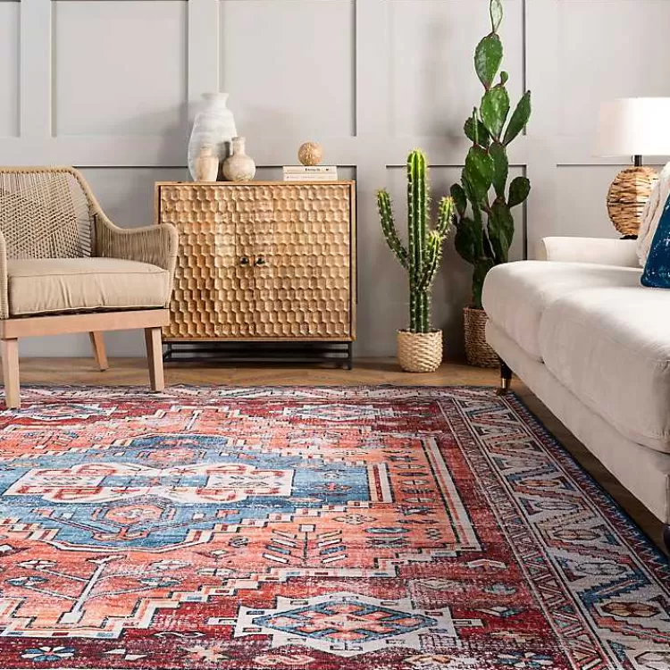 orange_faded_medallion_washable_runner_2.webp Orange Faded Medallion Washable Runner>Kirklands Home Hot