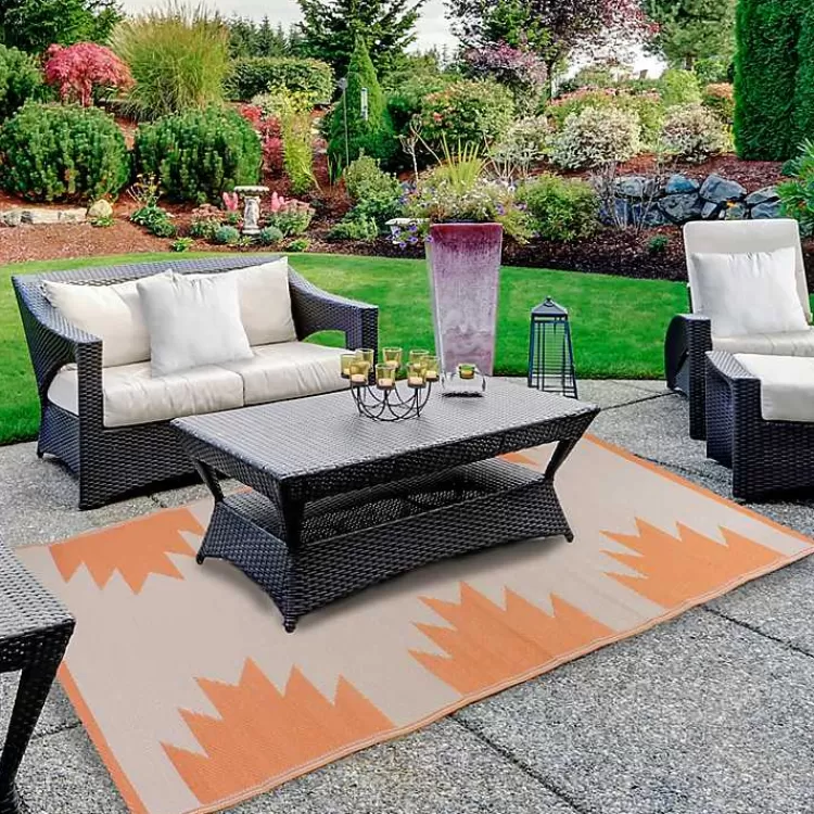 Orange Geometric Outdoor Area Rug, 4x6>Kirklands Home Online