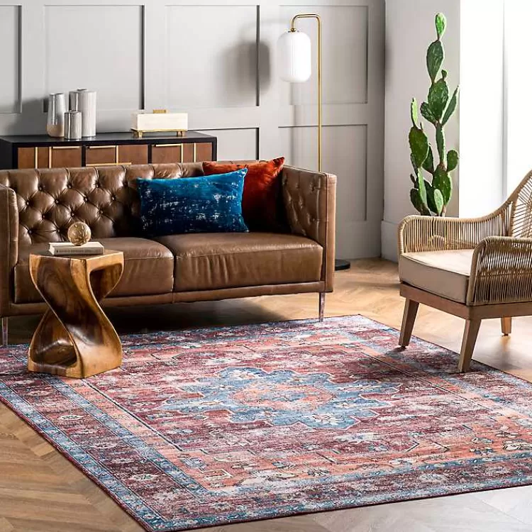 Orange Medallion Washable Area Rug, 4x6>Kirklands Home New