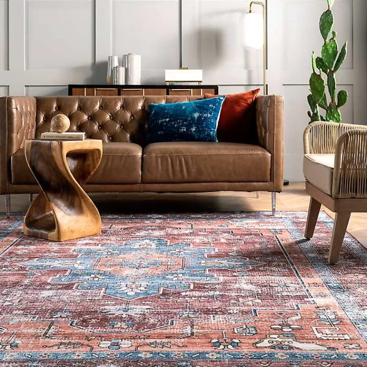 orange_medallion_washable_area_rug_x_2.webp Orange Medallion Washable Area Rug, 4x6>Kirklands Home New