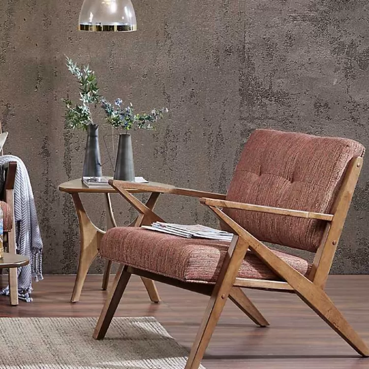 orange_midcentury_pecan_finish_accent_chair_5.webp Mid-Century Pecan Finish Accent Chair>Kirklands Home Hot