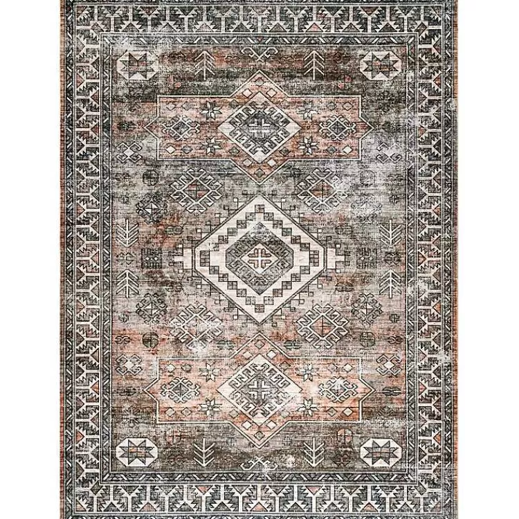 Orange Tribal Washable Area Rug, 6x9>Kirklands Home Shop
