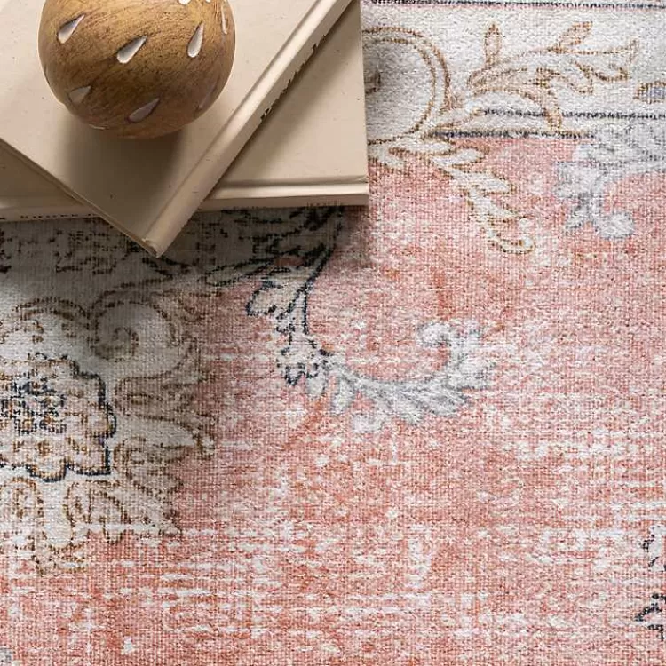 orange_vintage_floral_washable_area_rug_x_3.webp Orange Vintage Floral Washable Area Rug, 5x8>Kirklands Home Hot