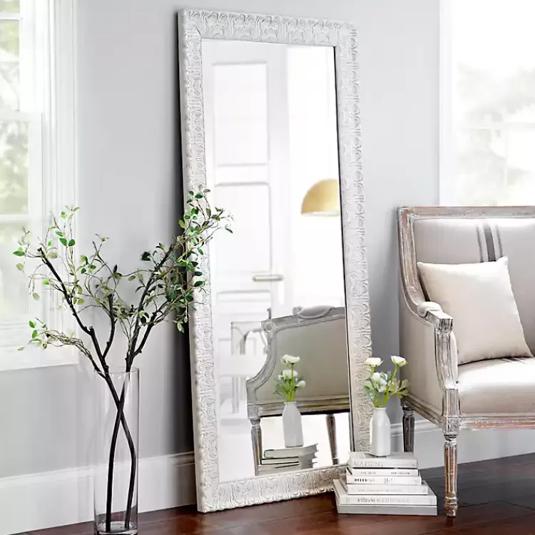Ornate Distressed Cream Leaner Mirror>Kirklands Home Best