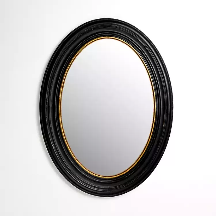 Oval Bodiford Black and Gold Wall Mirror>Kirklands Home New