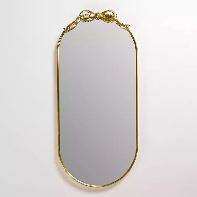 Oval Gold Bow Metal Wall Mirror>Kirklands Home Store