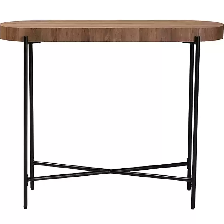 oval_light_brown_wood_x_base_console_table_2.webp Oval Light Wood X Base Console Table>Kirklands Home New