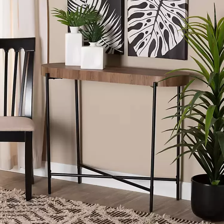 oval_light_brown_wood_x_base_console_table_6.webp Oval Light Wood X Base Console Table>Kirklands Home New
