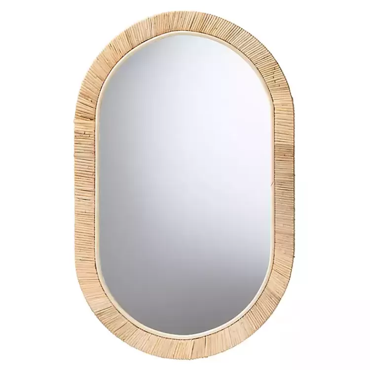 Oval Mahogany and Rattan Wall Mirror>Kirklands Home Cheap