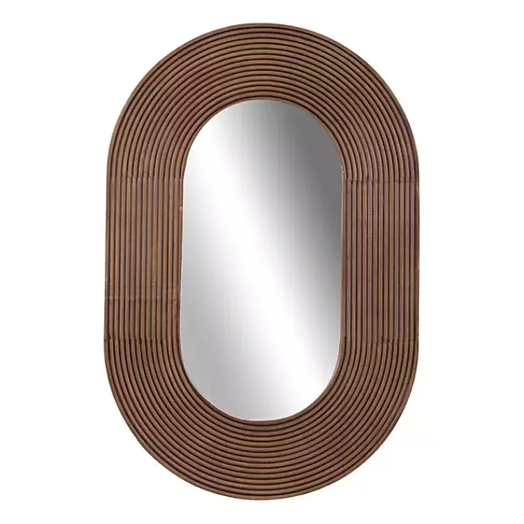 Oval Walnut Ribbed Wood Wall Mirror>Kirklands Home Hot