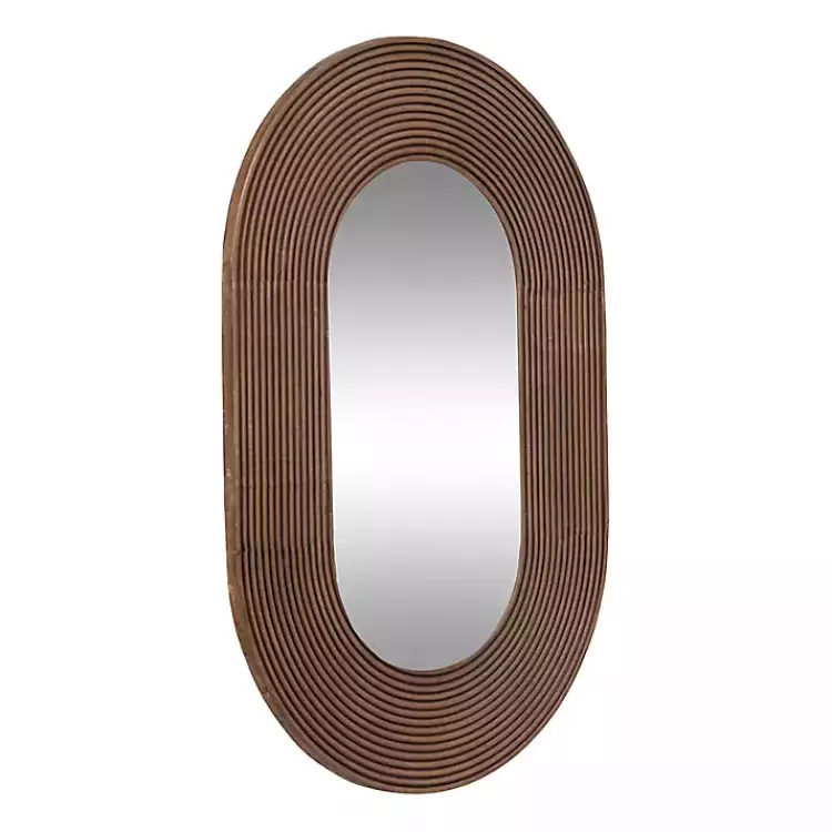 Oval Walnut Ribbed Wood Wall Mirror>Kirklands Home Hot