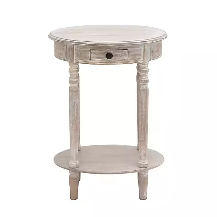 Oval washed Pine Wood Side Table>Kirklands Home Store