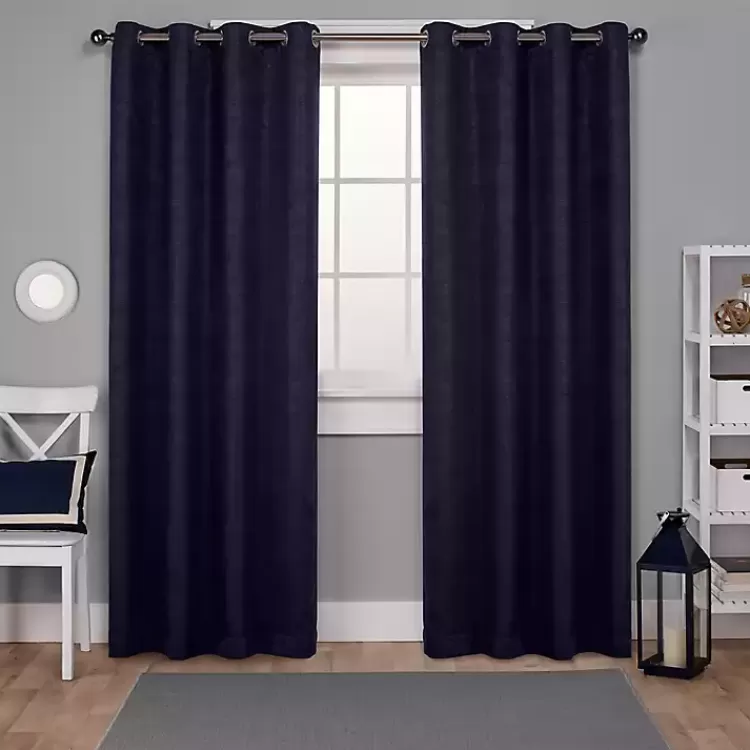 Oxford Navy Thermal Curtain Panel Set, 108 in.>Kirklands Home Outlet