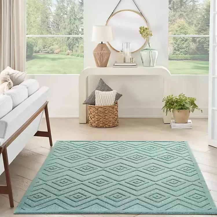 Pastel Lime Diamond Outdoor Area Rug, 6x9>Kirklands Home Fashion