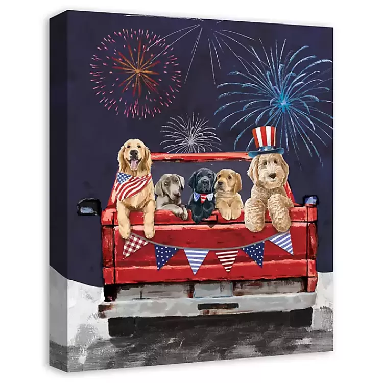 Patriotic Puppy Pickup Canvas Art Print>Kirklands Home New