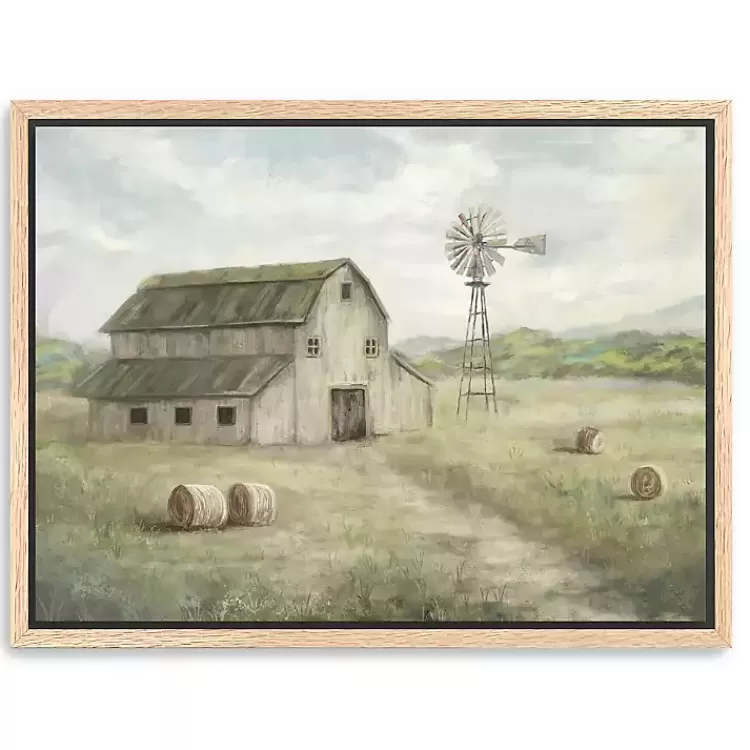 Peaceful Farm Oak Framed Canvas Art Print>Kirklands Home Clearance