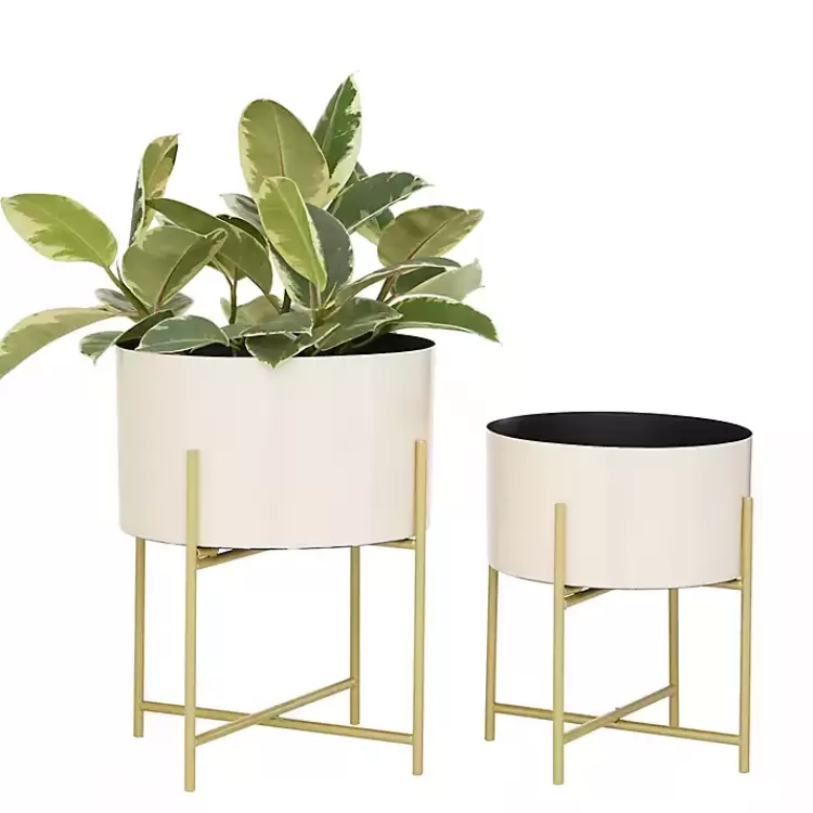 Peach Iron X-Base Planters, Set of 2>Kirklands Home Online