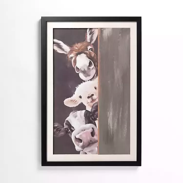 Peeking Farm Friends Framed Art Print>Kirklands Home Store