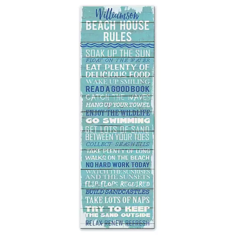 Personalized Beach House Rules Canvas Wall Plaque>Kirklands Home Best
