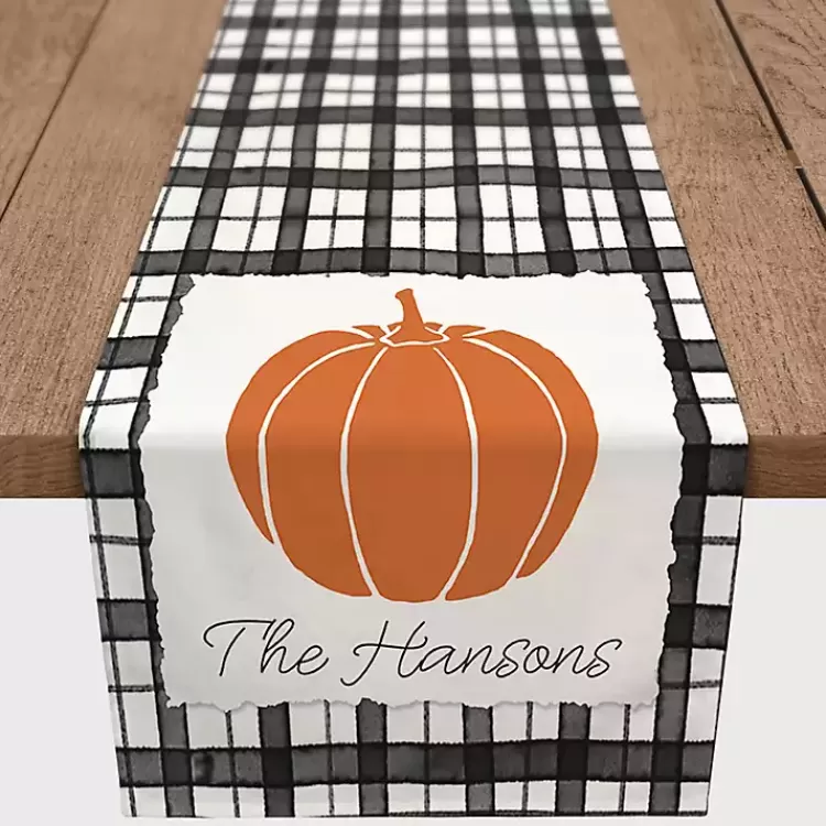 Personalized Black and White Plaid Table Runner>Kirklands Home Clearance