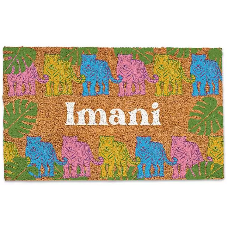 Personalized Colorful Tigers Coir Doormat>Kirklands Home Cheap