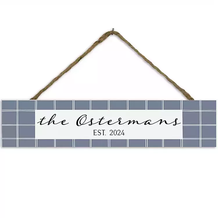 Personalized Family Blue Plaid Wall Plaque>Kirklands Home Shop