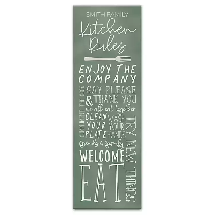 Personalized Kitchen Rules Canvas Wall Plaque>Kirklands Home Best