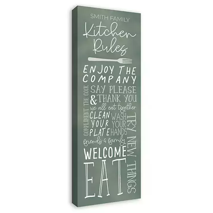 Personalized Kitchen Rules Canvas Wall Plaque>Kirklands Home Best