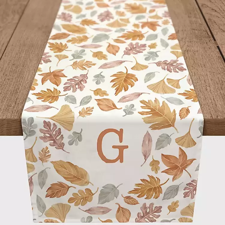 Personalized Leaves Monogram Table Runner, 90 in.>Kirklands Home Flash Sale