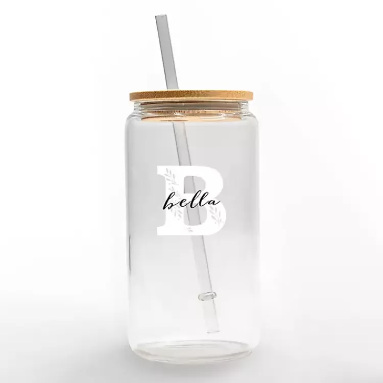 Personalized Monogram B Floral Glass Cup>Kirklands Home Sale